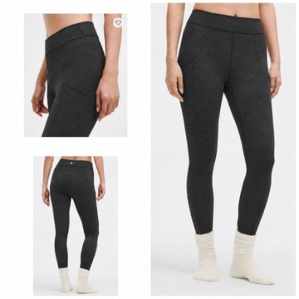 Lululemon Womens Size 4 Soft Sueded High Rise Tight 25 Leggings Gray Pockets